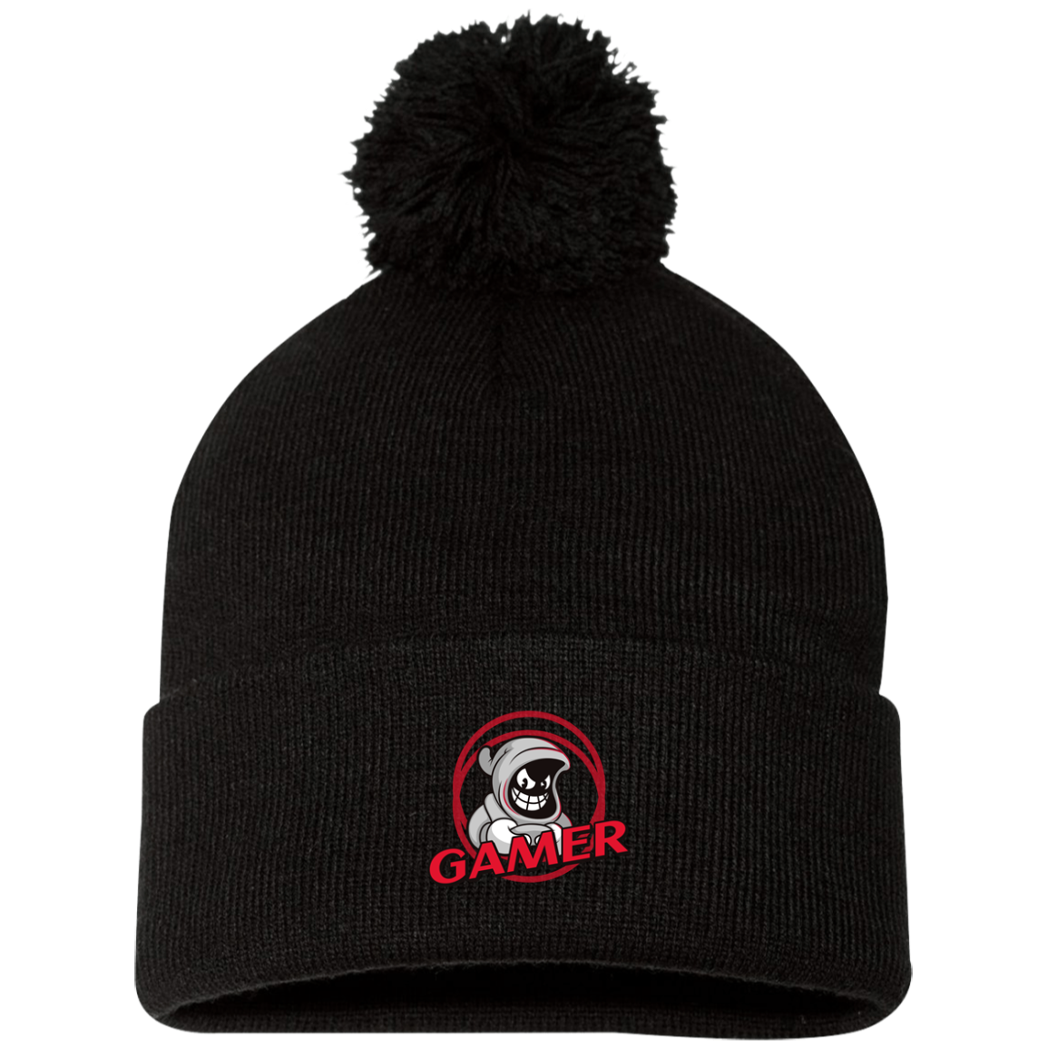 Gamer Ghost - Pom Pom Knit Beanie