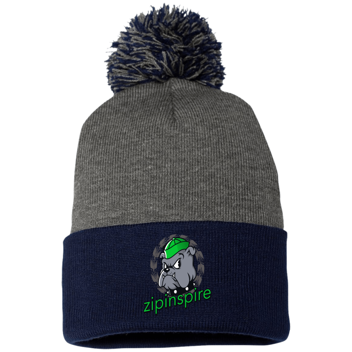 Bulldog Beanie  Pom Knit