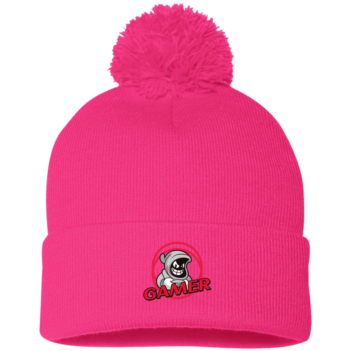 Gamer Ghost - Pom Pom Knit Beanie