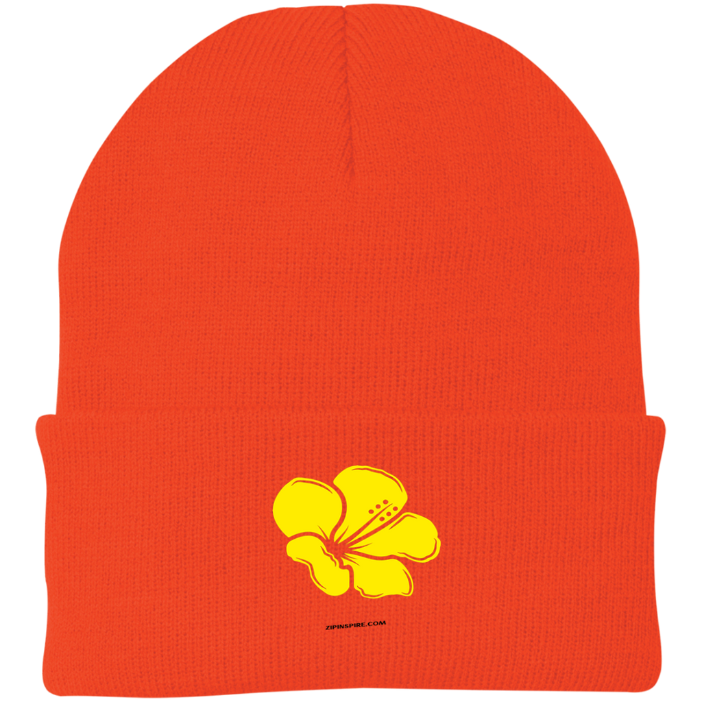 Hibiscus Yellow Flower Wealth & Love - Knit Beanie