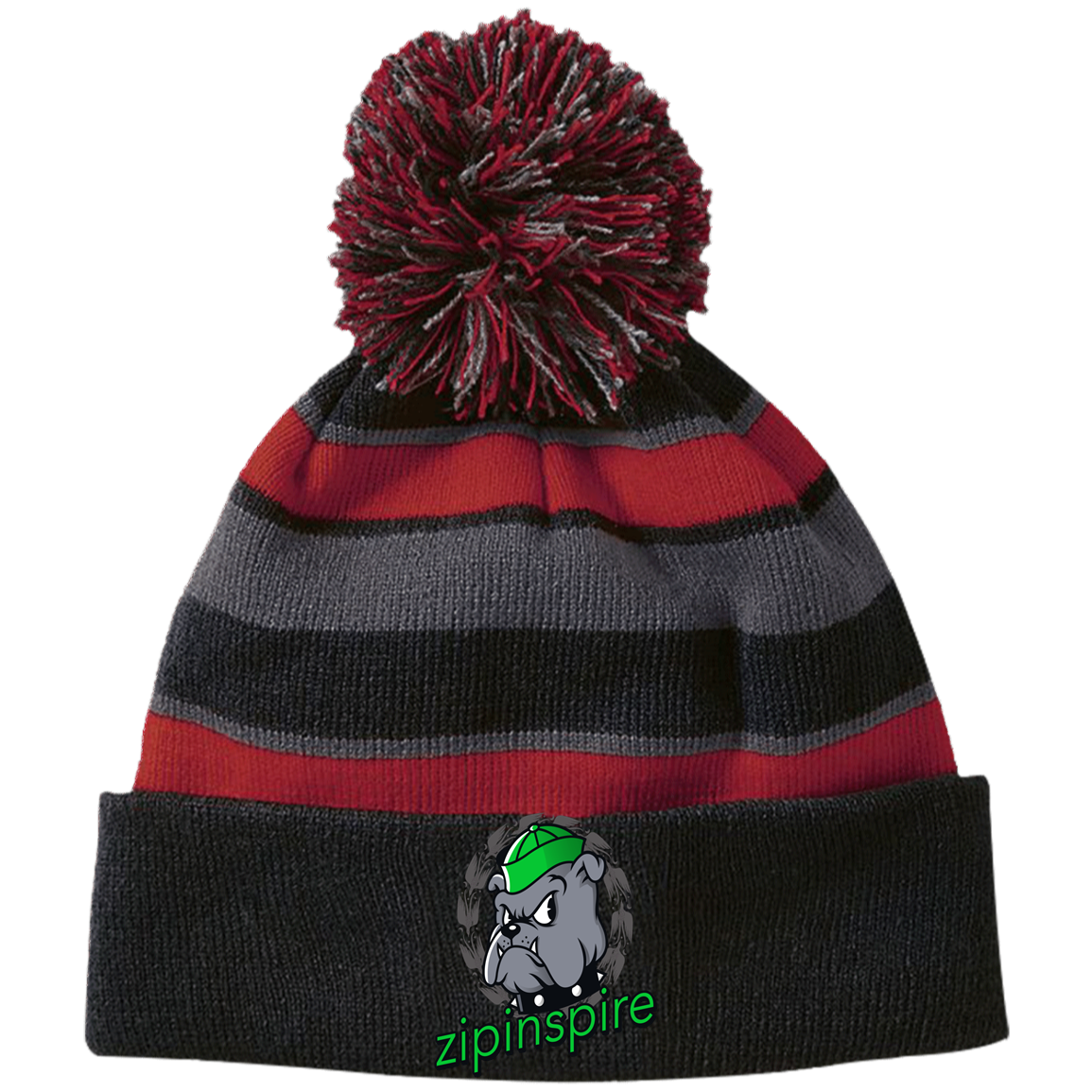 Bulldog Beanie Striped with Pom