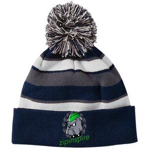 Bulldog Beanie Striped with Pom