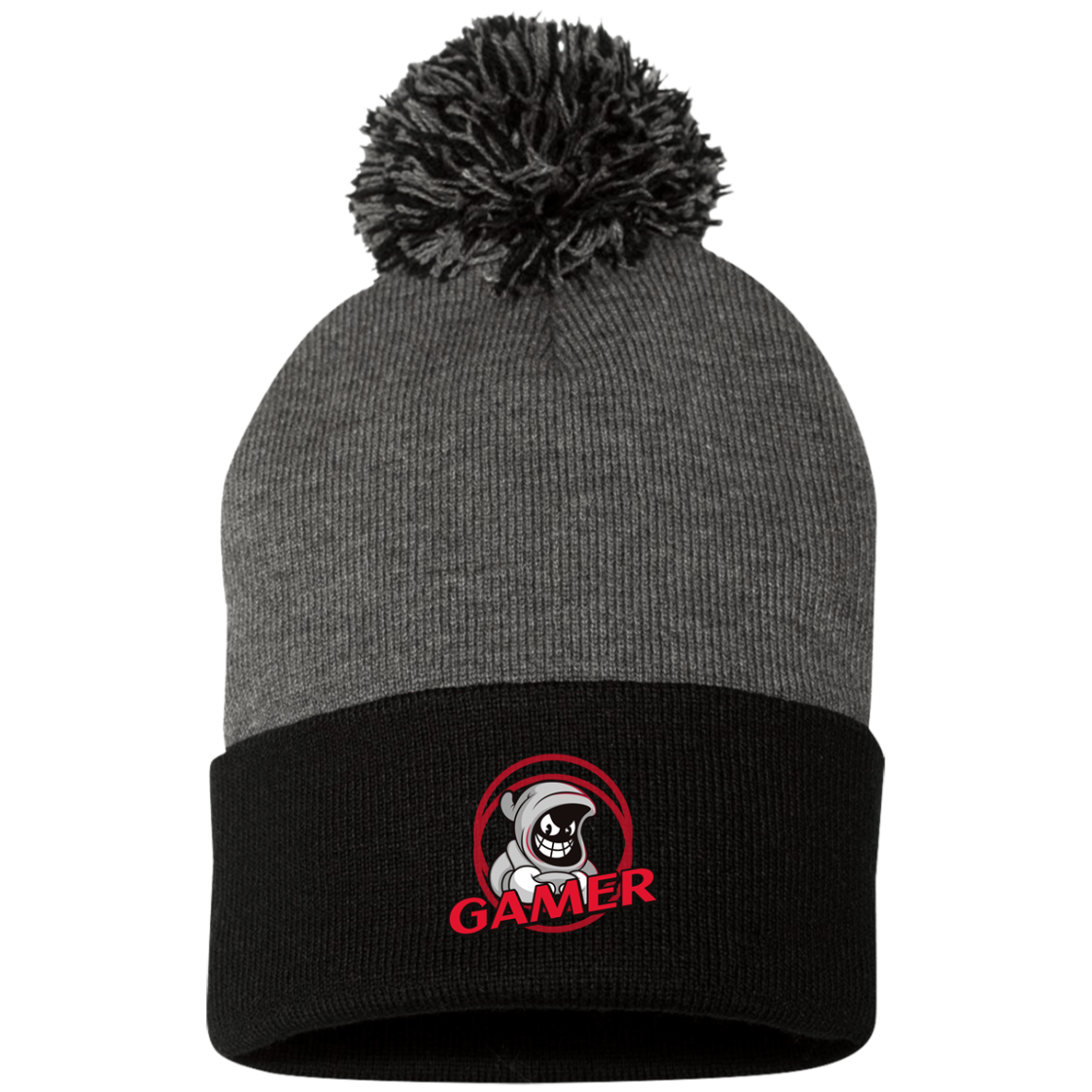 Gamer Ghost - Pom Pom Knit Beanie