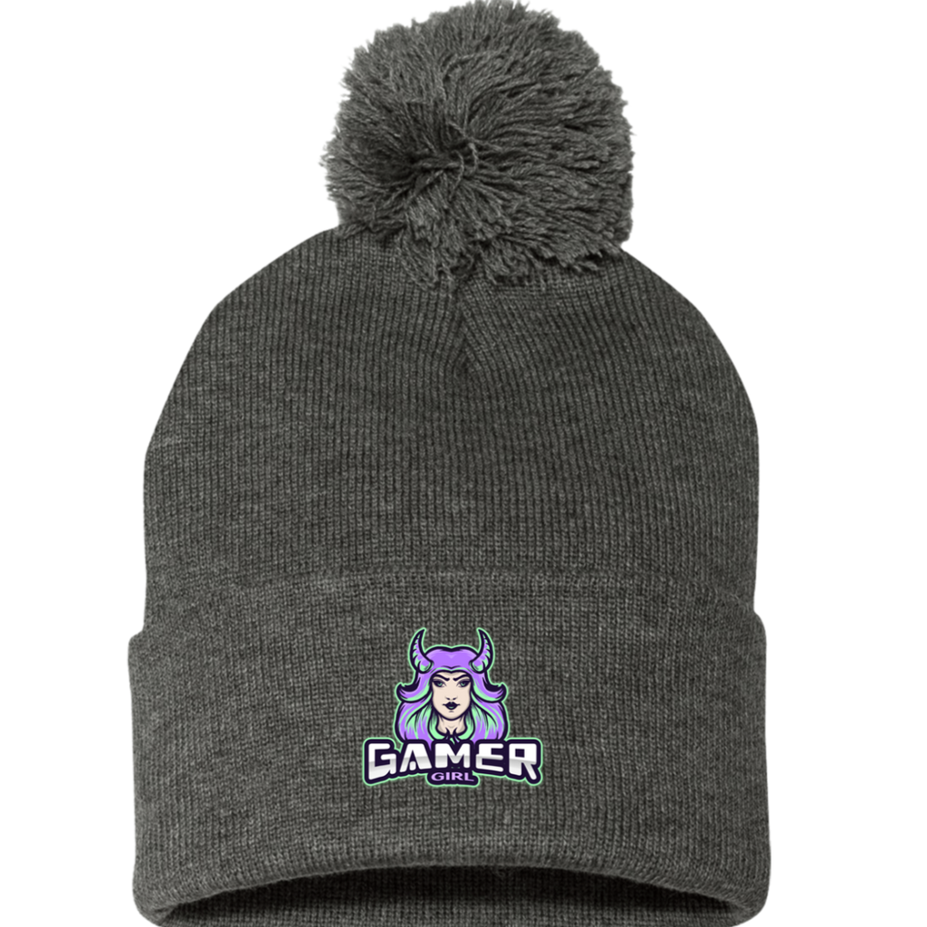 Gamer Girl Purp  Pom Pom Knit Cap