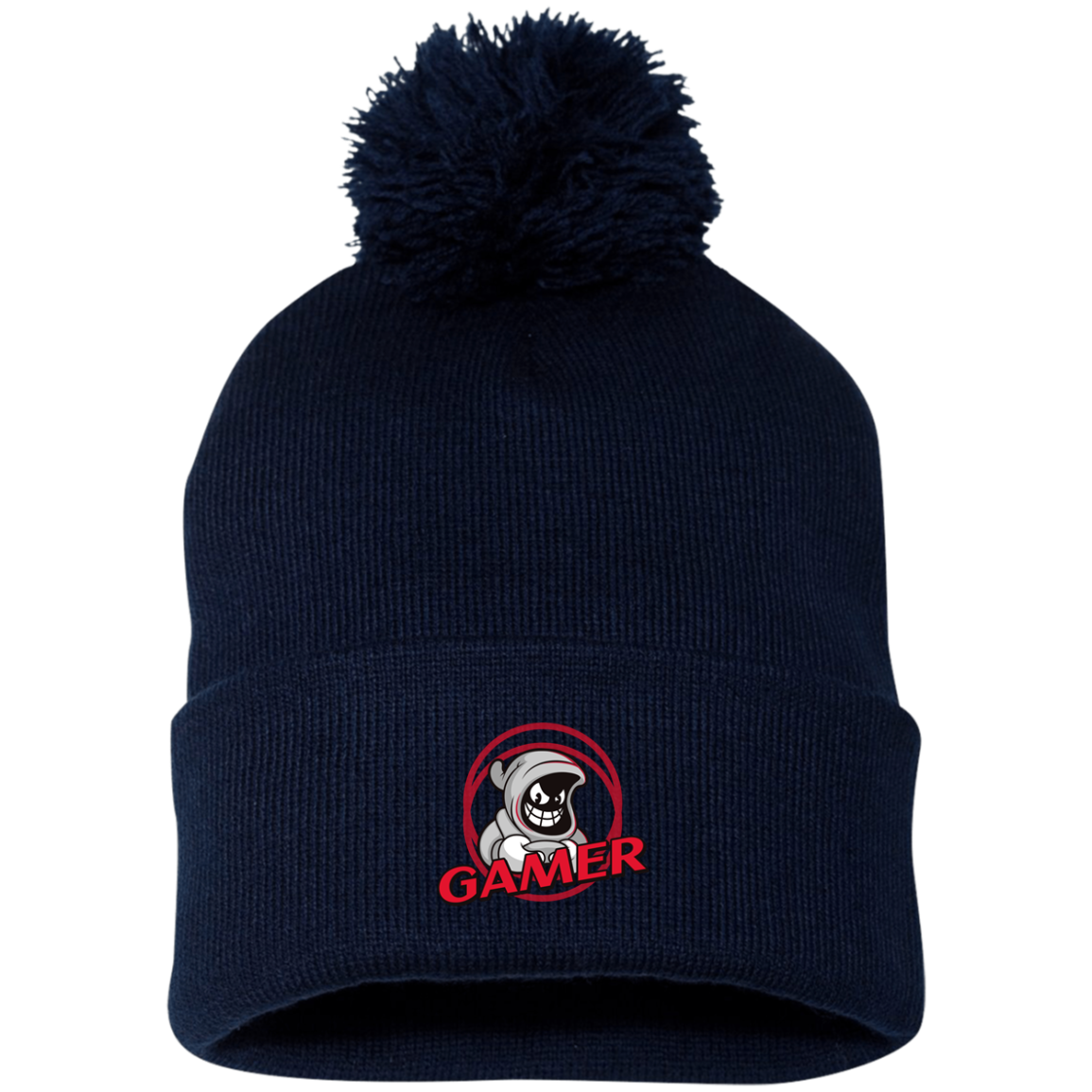 Gamer Ghost - Pom Pom Knit Beanie