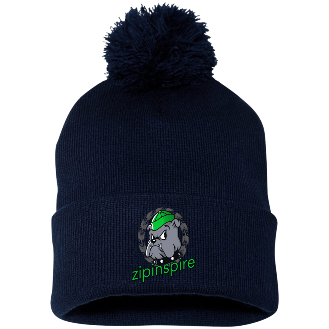 Bulldog Beanie  Pom Knit