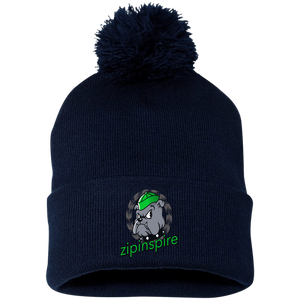 Bulldog Beanie  Pom Knit