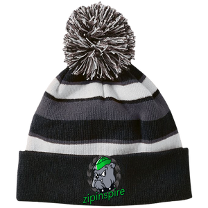 Bulldog Beanie Striped with Pom