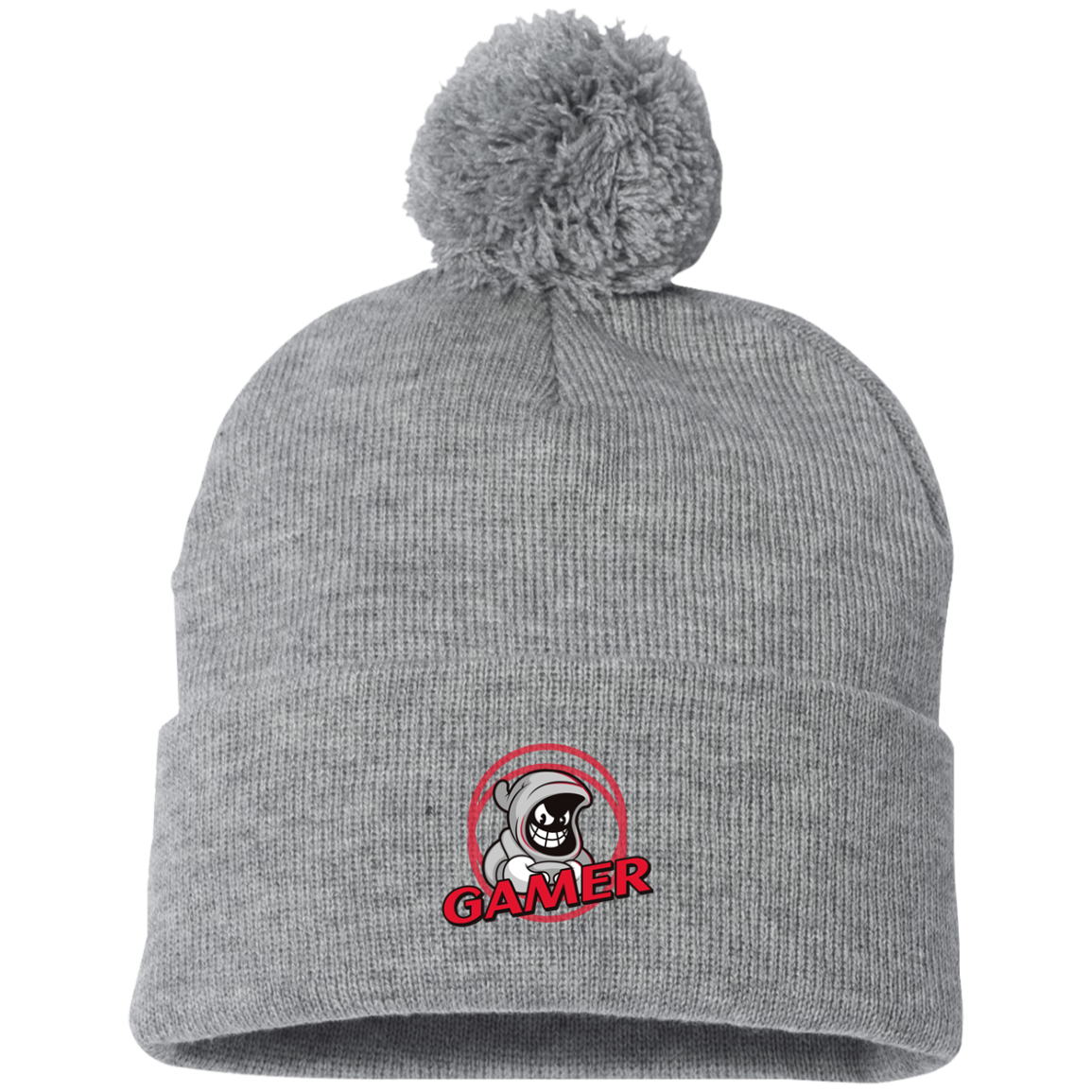 Gamer Ghost - Pom Pom Knit Beanie