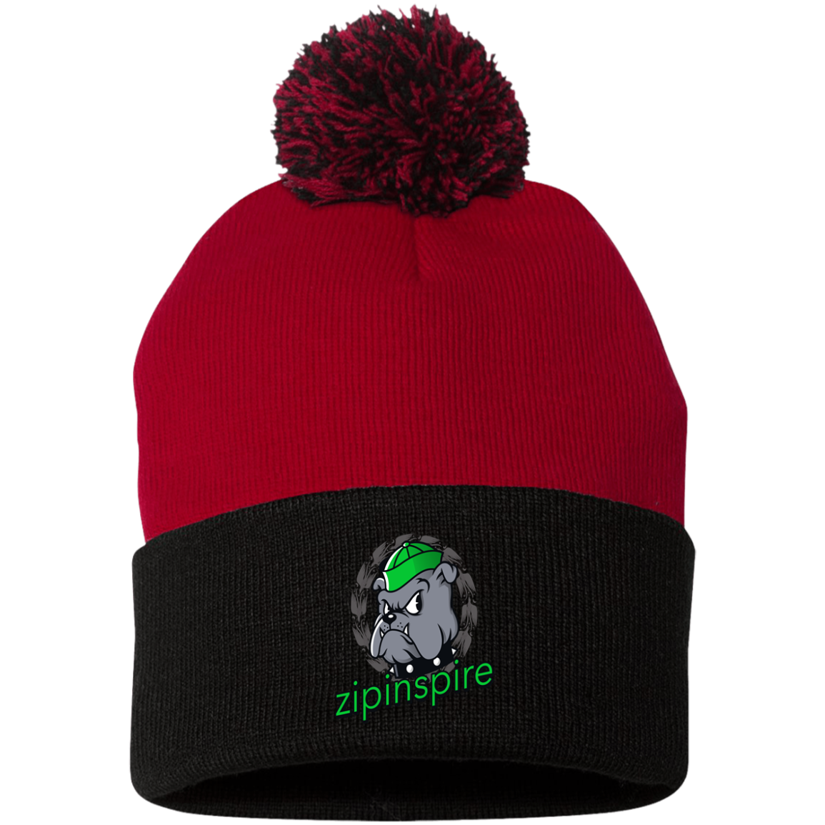 Bulldog Beanie  Pom Knit