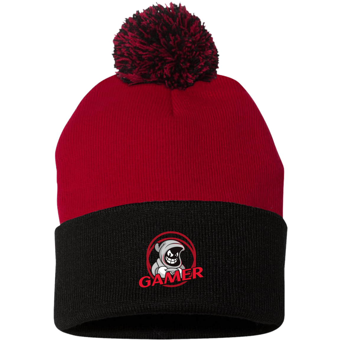 Gamer Ghost - Pom Pom Knit Beanie