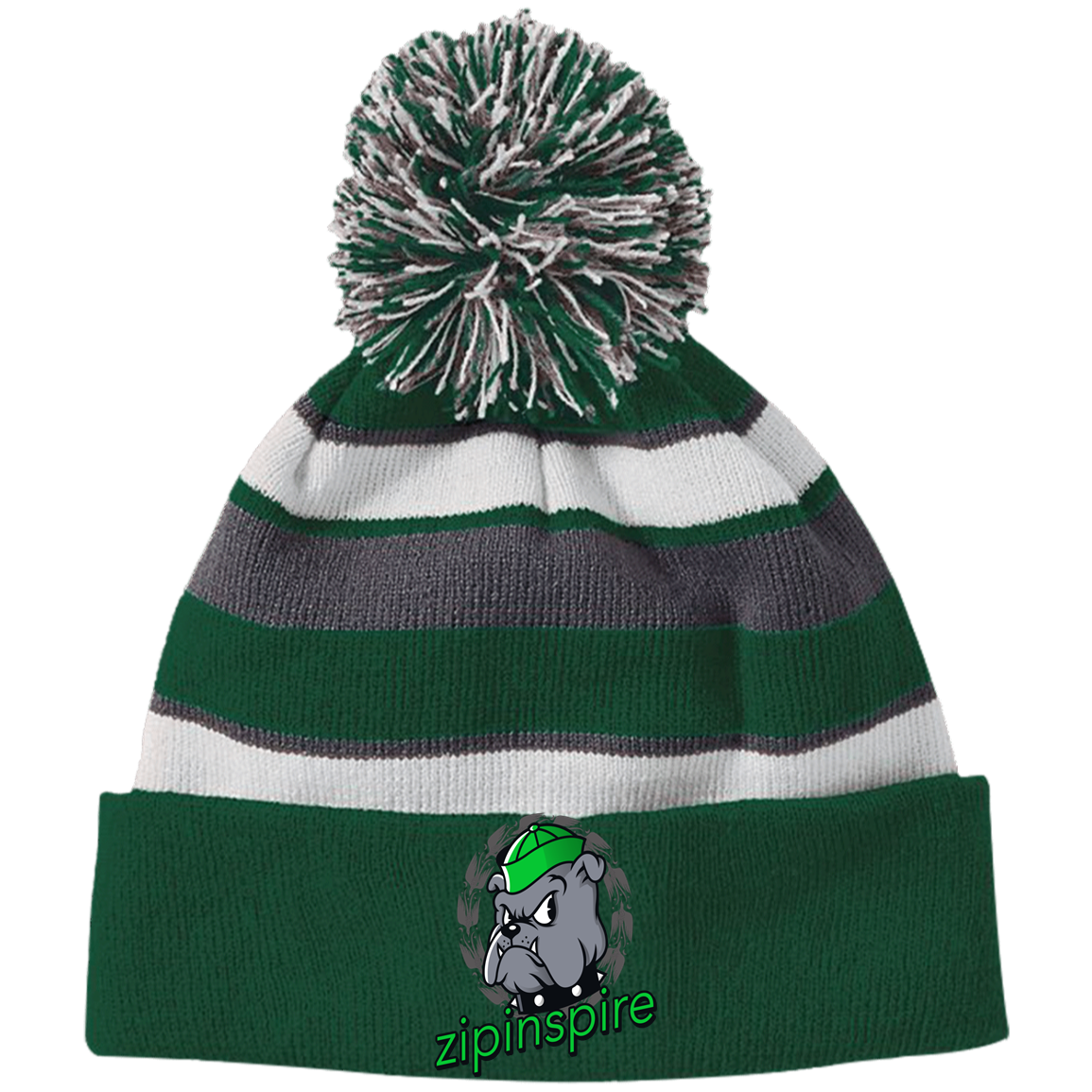 Bulldog Beanie Striped with Pom