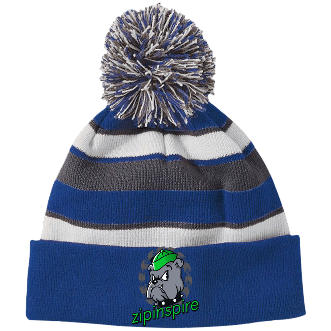 Bulldog Beanie Striped with Pom