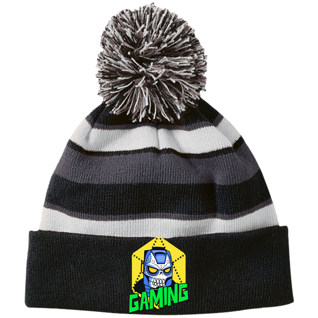 Gaming  Striped Beanie with Pom